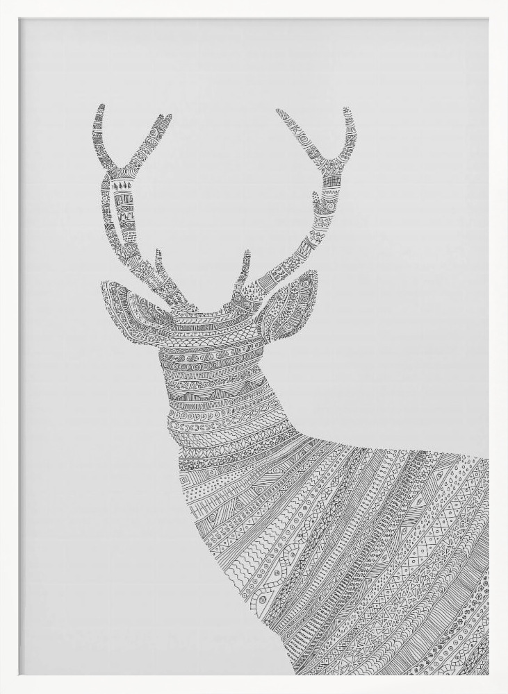 Poster - Stag Grey white wood poster frame