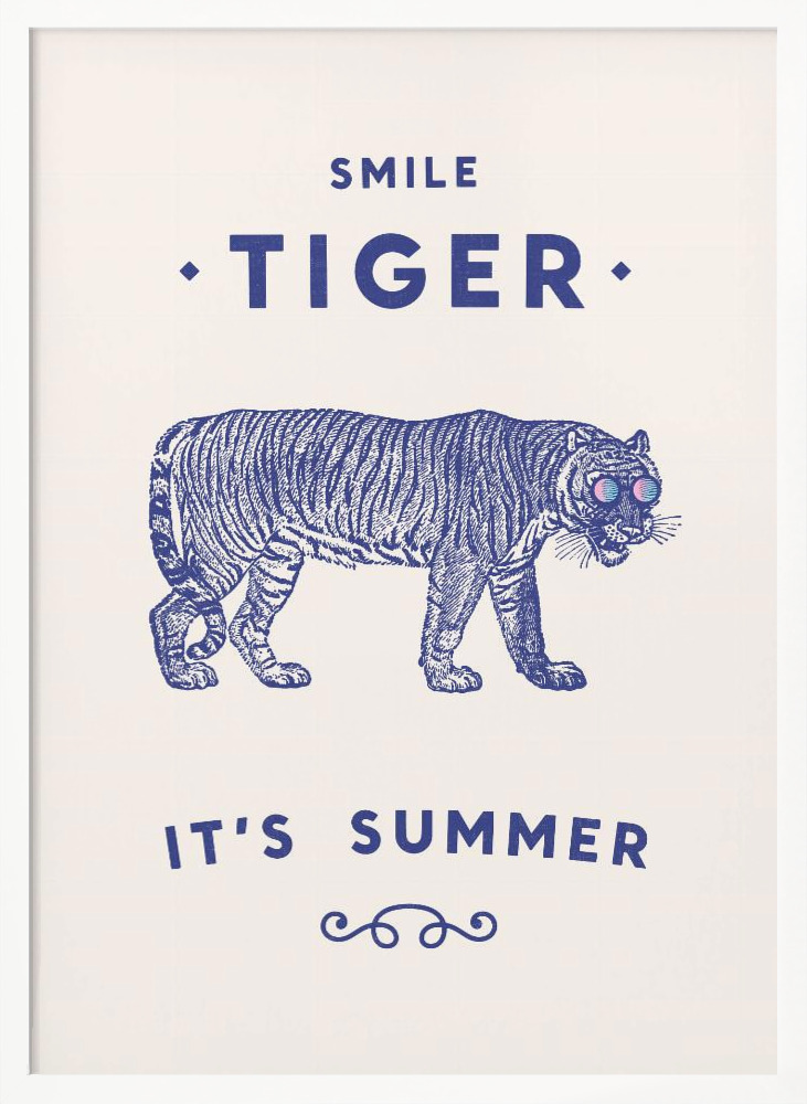 Poster - Smile Tiger white wood poster frame
