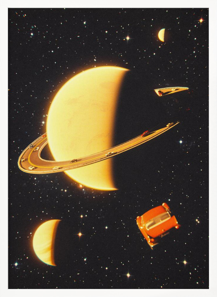 Poster - Rings of Saturn white wood poster frame