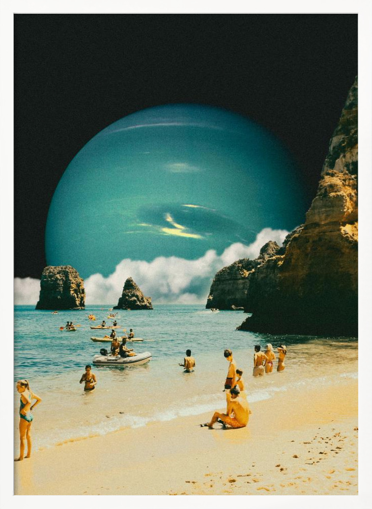 Poster - Space Beach white wood poster frame