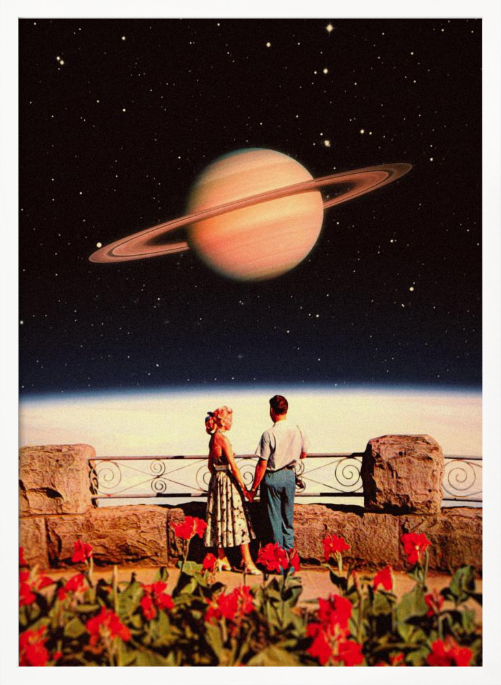 Poster - Lovers In Space white wood poster frame