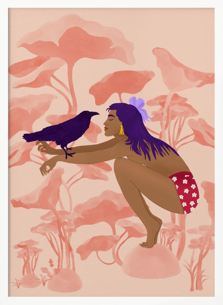 Póster - Raven white wood poster frame