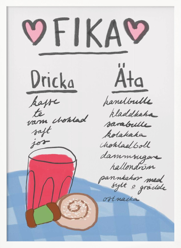 Poster - Fika posterframe wit hout