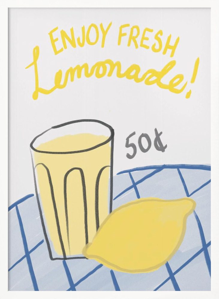 Poster - Fresh Lemonade white wood poster frame
