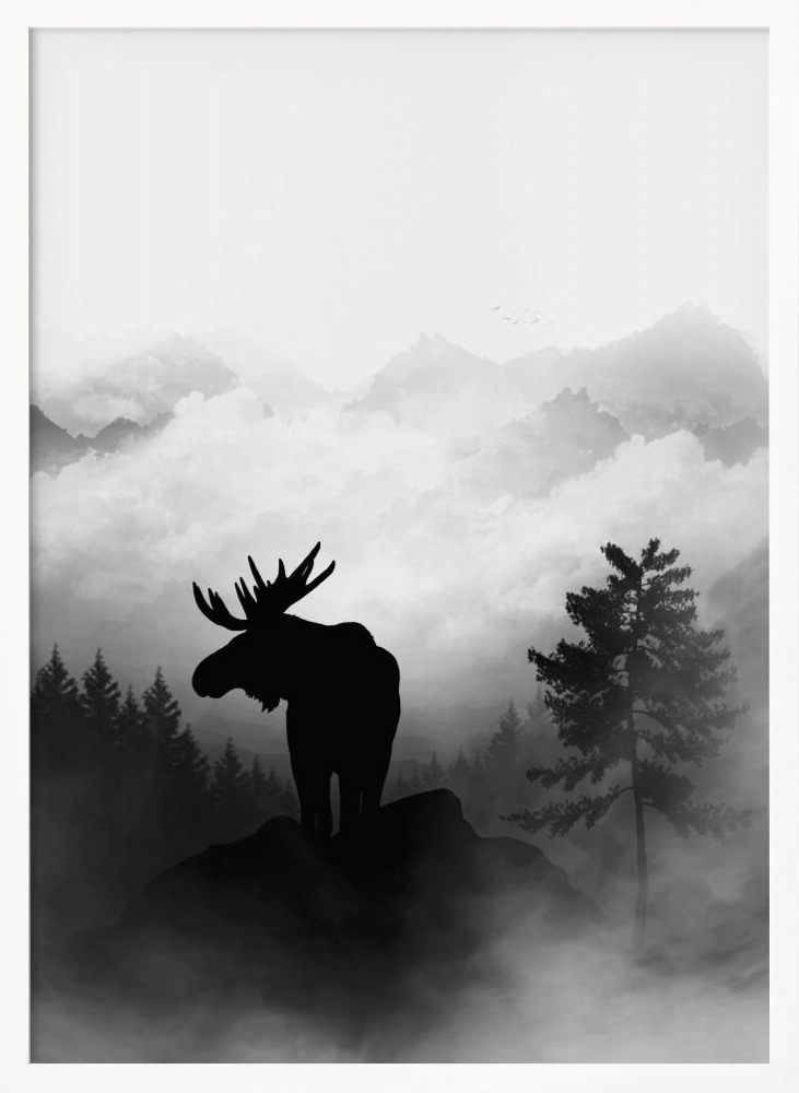 Poster - Moose white wood poster frame