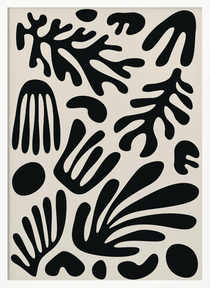 Poster - Henri Matisse Black Algae Collection #3 white wood poster frame