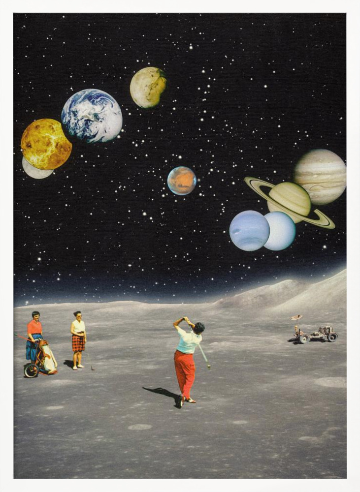Poster - Space Golf white wood poster frame