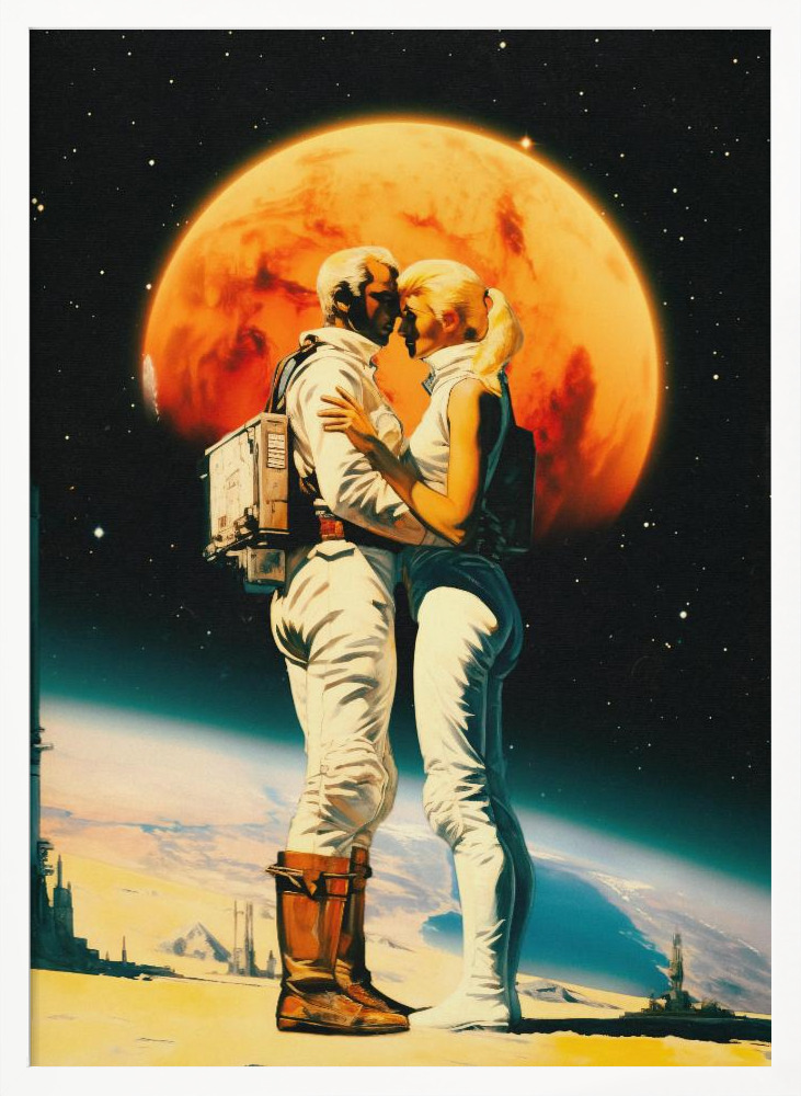 Poster - Intergalactic Love white wood poster frame