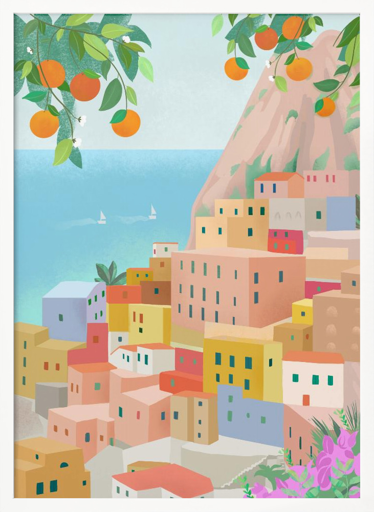 Affiche - Amalfi cadre de poster en bois blanc