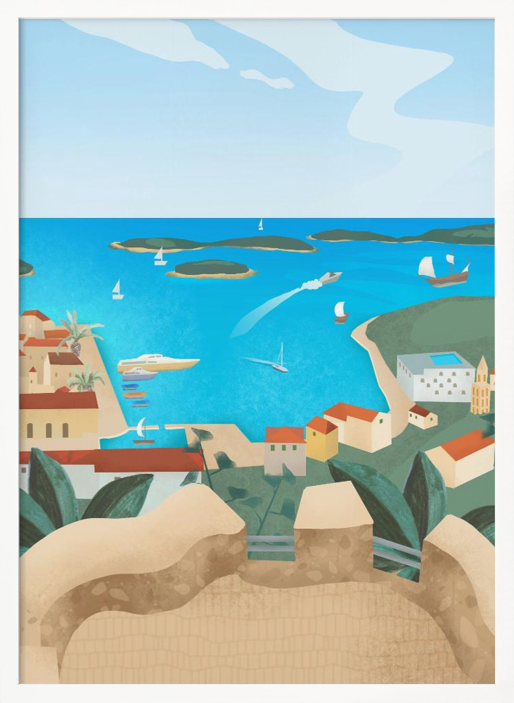 Affiche - Hvar Island cadre de poster en bois blanc