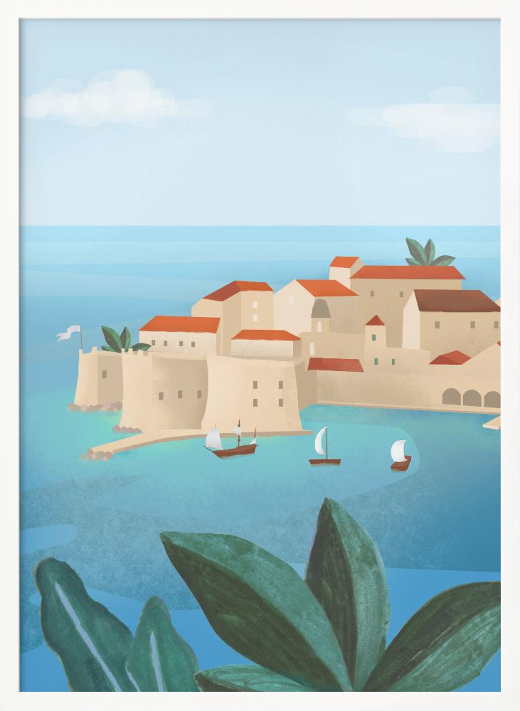 Poster - Dubrovnik City white wood poster frame