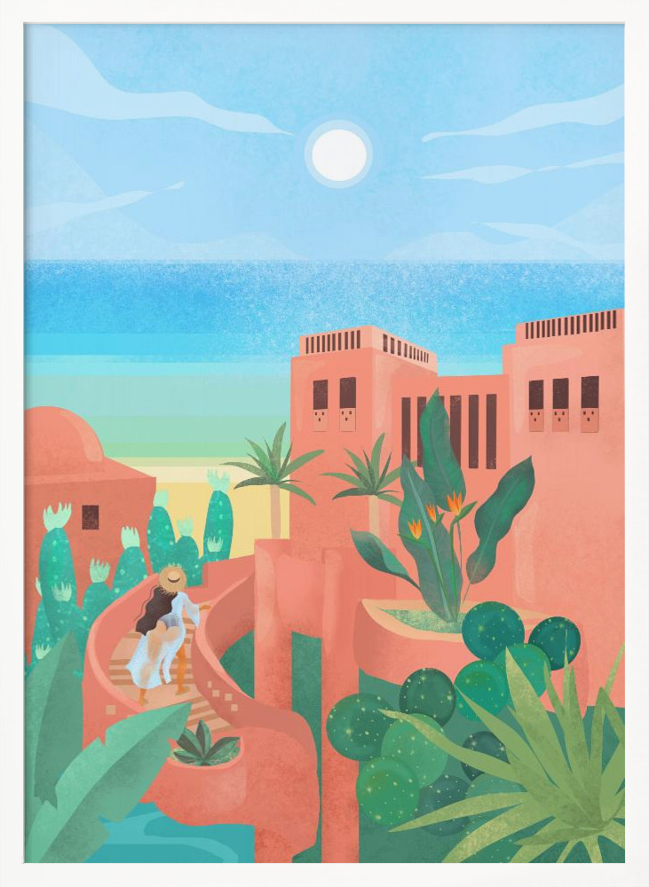 Plakat - Canary Islands white wood poster frame