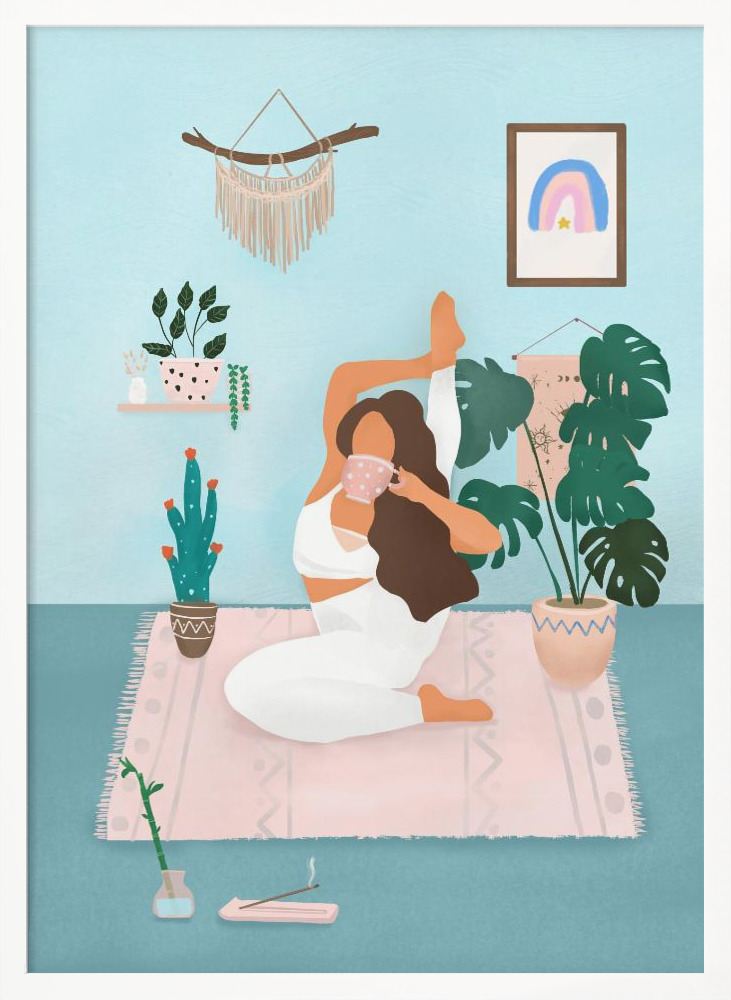Poster - Yoga Time white wood poster frame