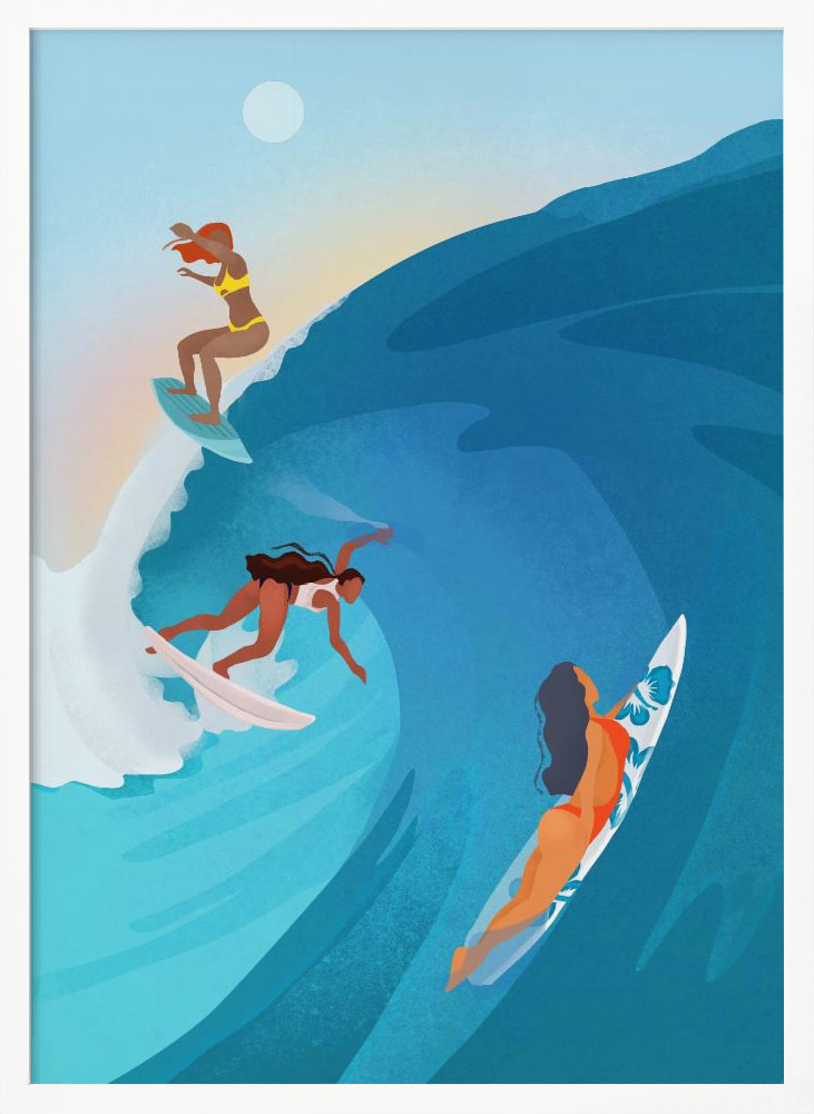 Poster - Surfers white wood poster frame