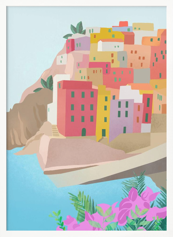 Poster Italy - Affisch vit affischram i trä