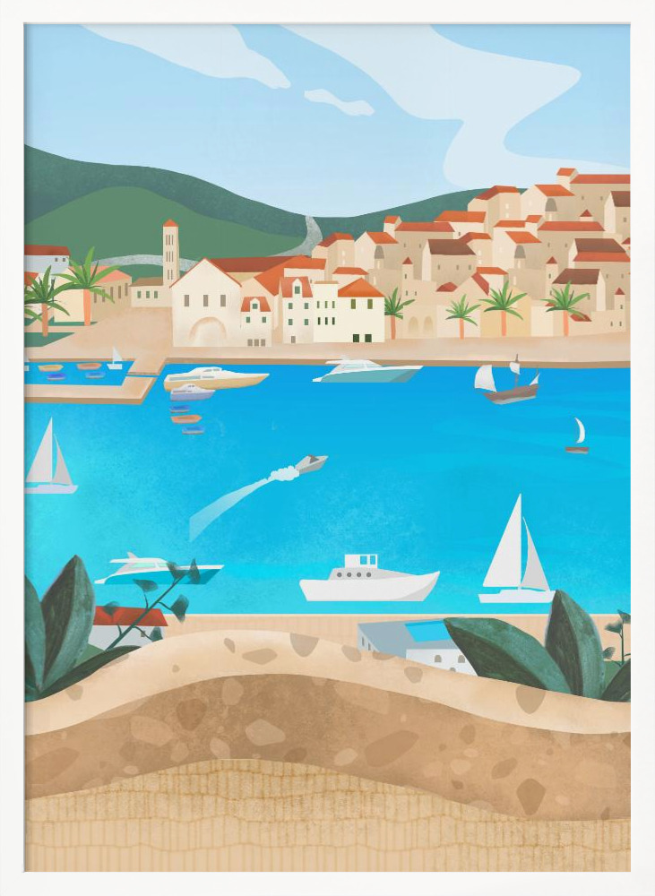 Plakat - Hvar white wood poster frame