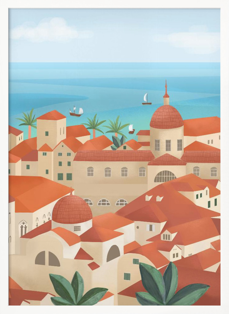 Poster - Dubrovnik Old Town white wood poster frame
