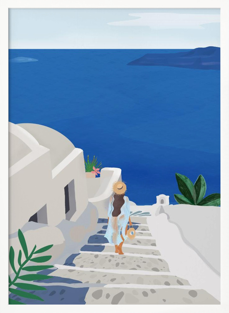 Plakat - Into the Blue white wood poster frame
