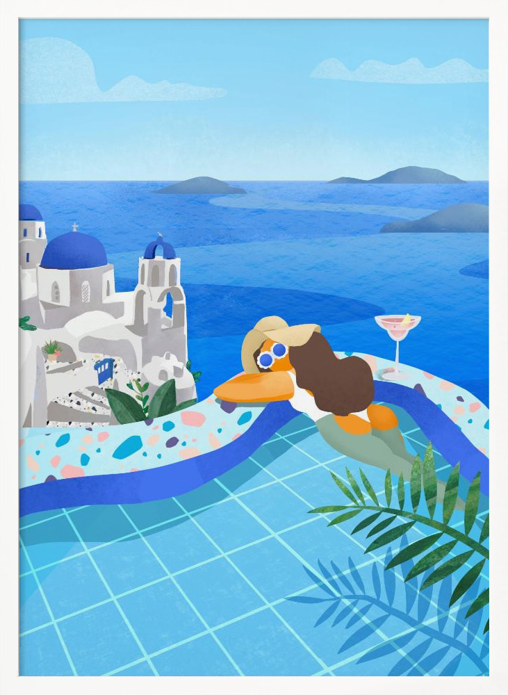 Poster - - Summer in Greece white wood poster frame