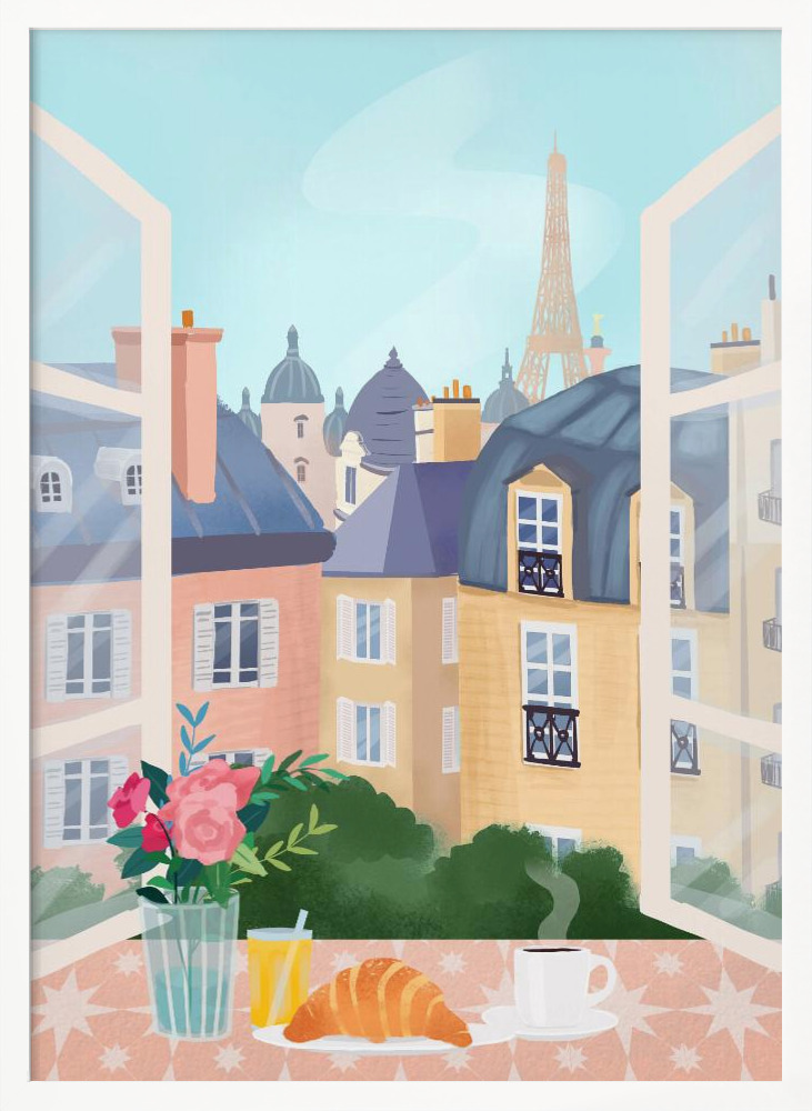Poster - Paris white wood poster frame