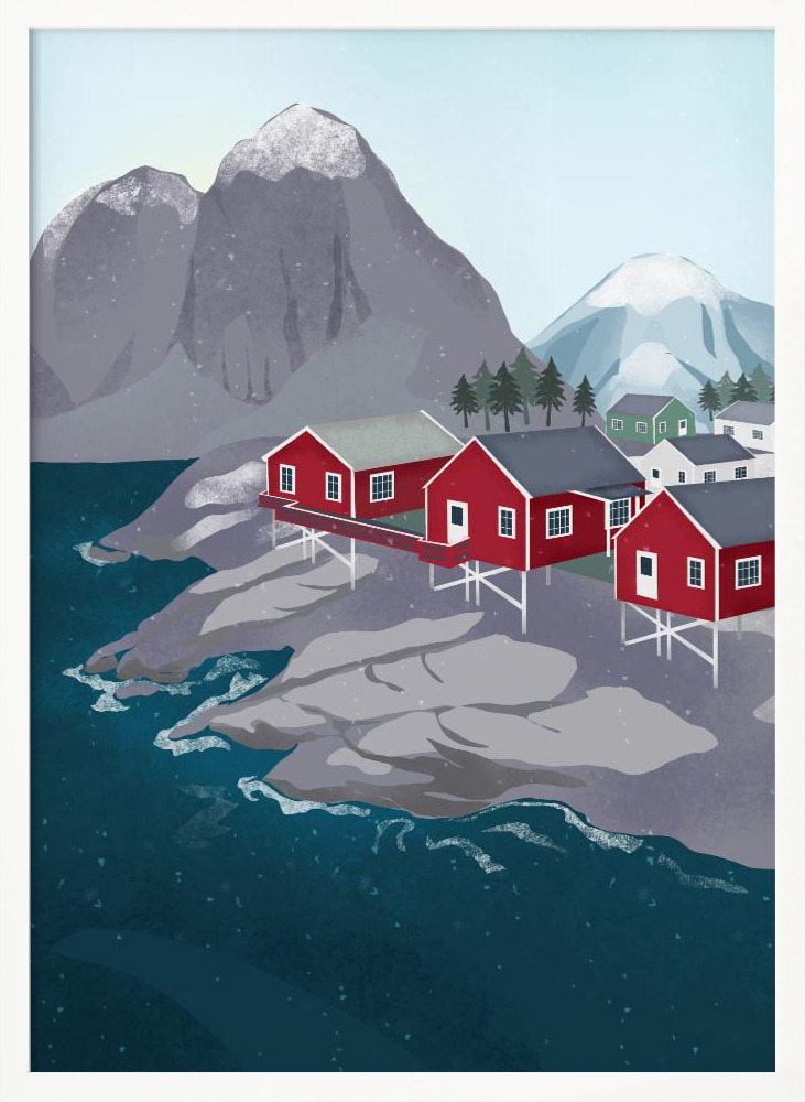 Plakat - Norway white wood poster frame