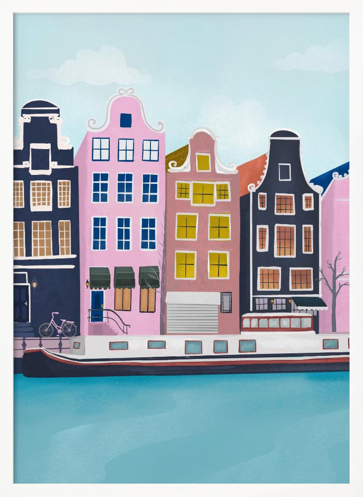 Poster - Amsterdam white wood poster frame