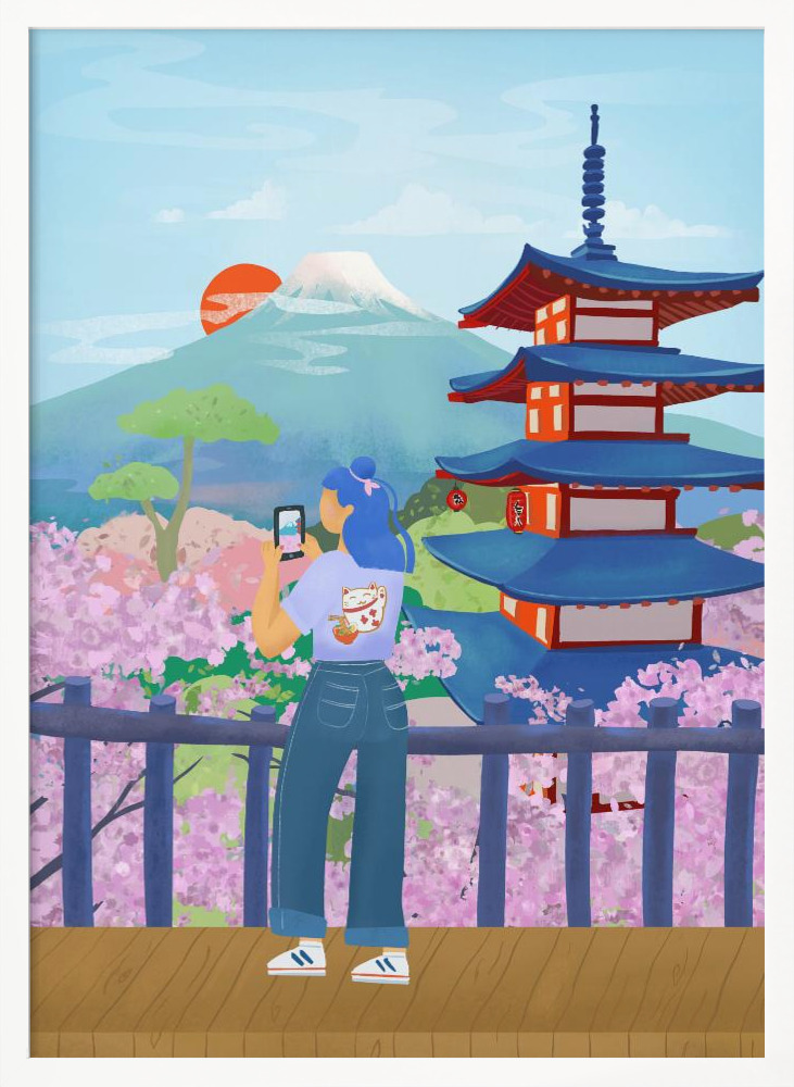 Poster - Japan white wood poster frame