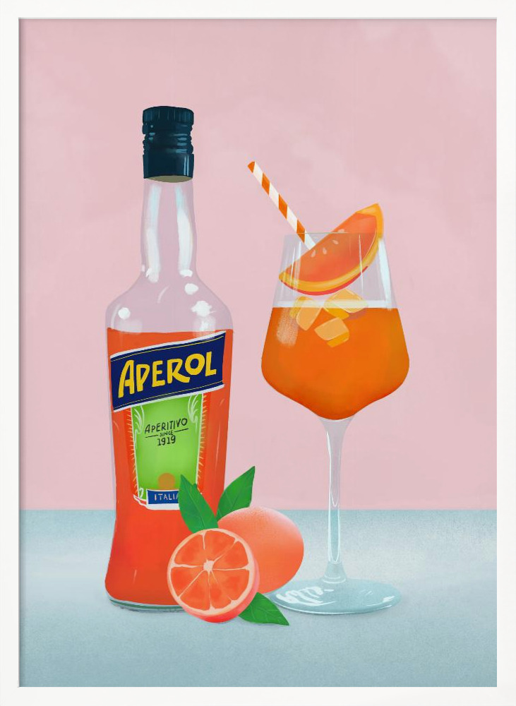 Poster - Aperol Spritz white wood poster frame