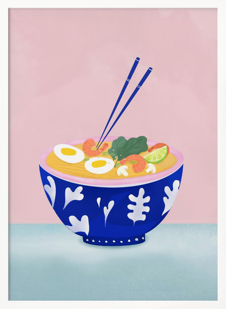 Poster - Ramen Bowl white wood poster frame
