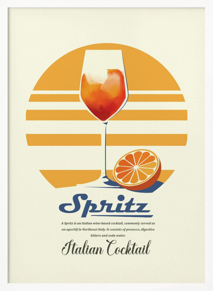 Plakat - Spritz summer print ramka na plakat z białego drewna