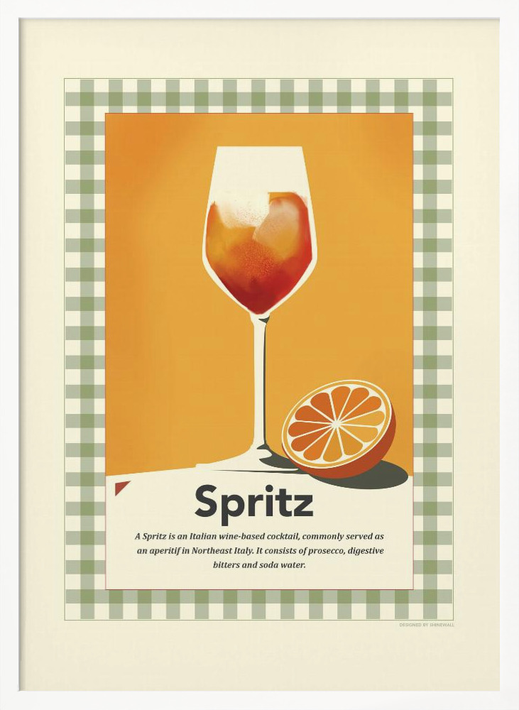 Poster - Spritz retro print white wood poster frame