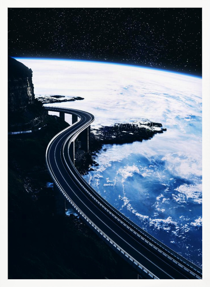 Poster - Road To Infinity white wood poster frame