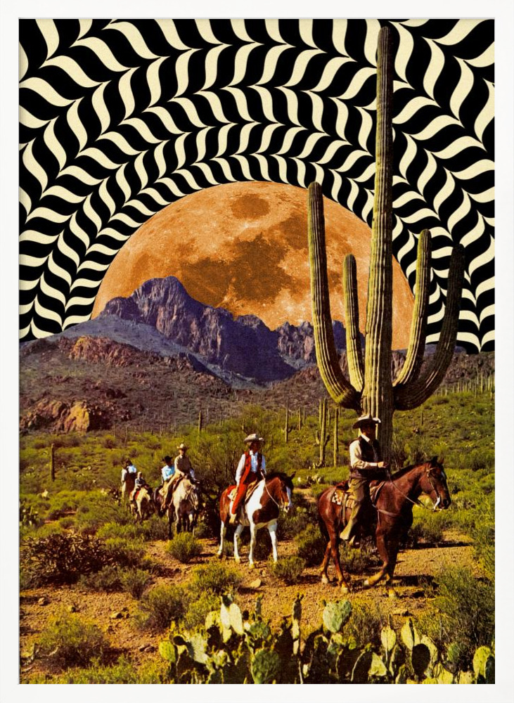 Poster - Illusionary Cowboys white wood poster frame