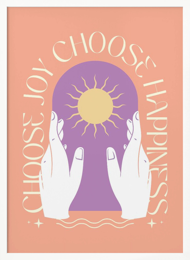 Affiche - Choose Joy Choose Happiness cadre de poster en bois blanc