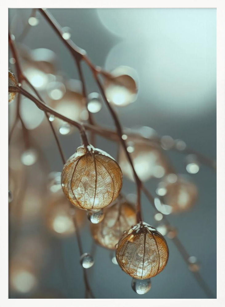 Poster - Tiny Glass Berries No 2 white wood poster frame
