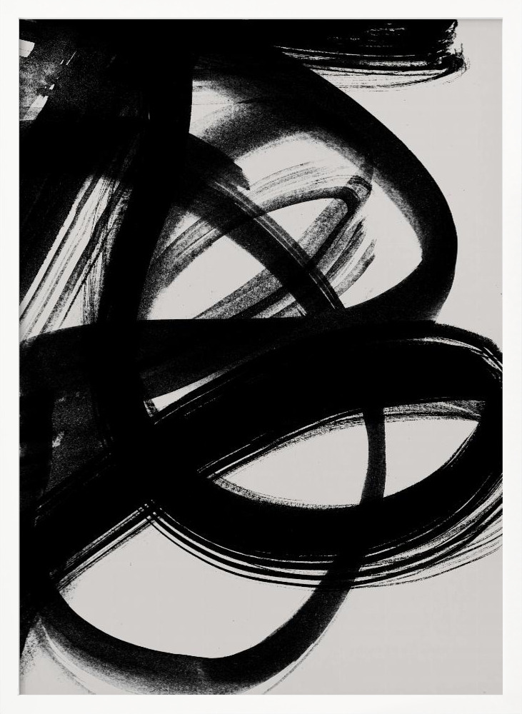 Poster - Abstract Brush Strokes 5 A1 white wood poster frame