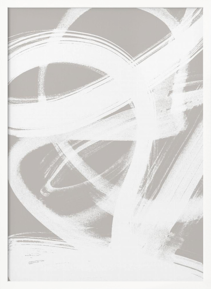 Poster - Abstract Brush Strokes 6 A1 white wood poster frame