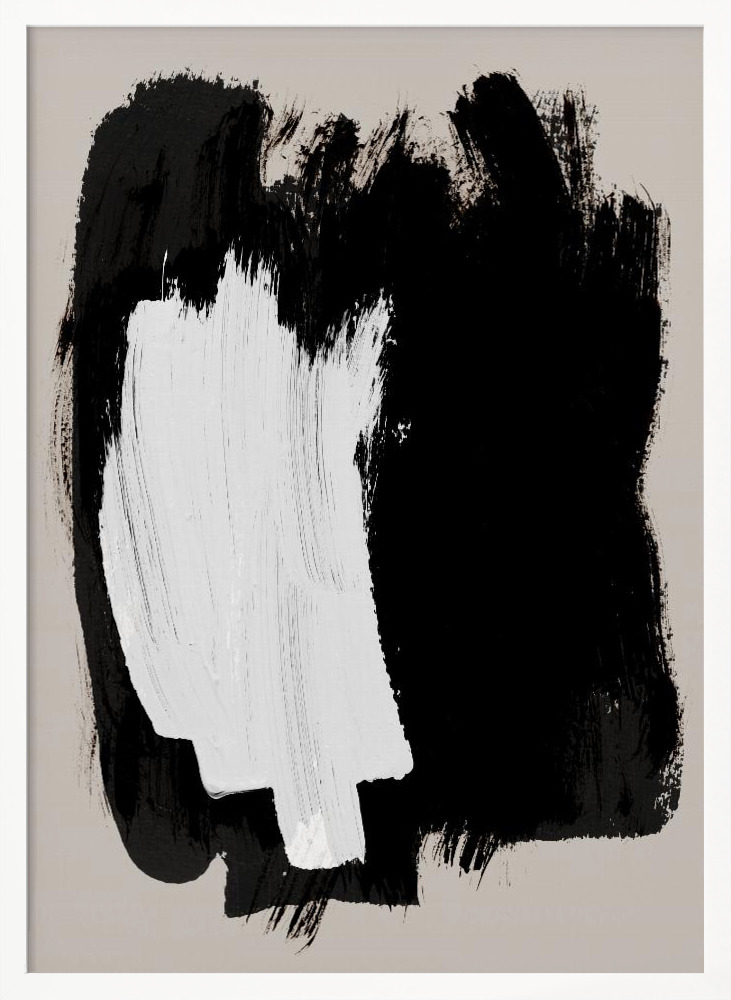 Poster - Abstract Brush Strokes 16 white wood poster frame