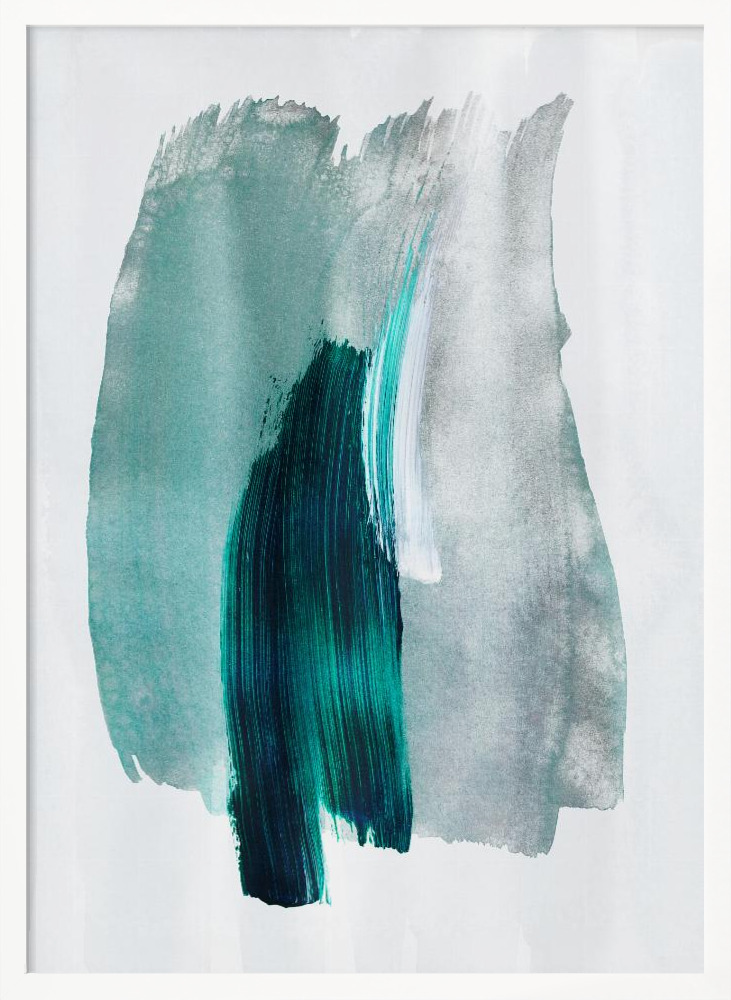 Poster - Abstract Brush Strokes 19 white wood poster frame