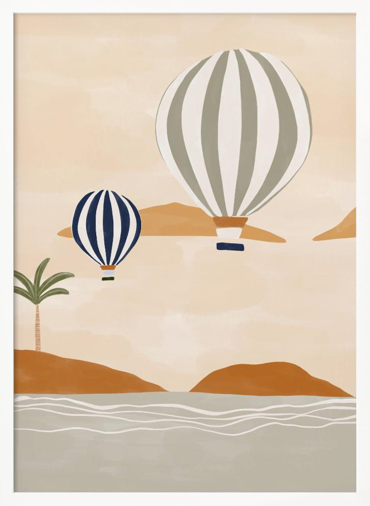 Poster - Airballoons In Dessert white wood poster frame