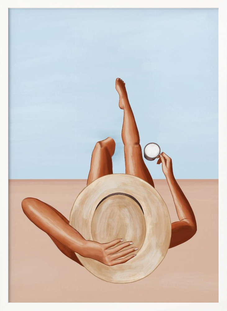 Poster - Poolside Girl white wood poster frame