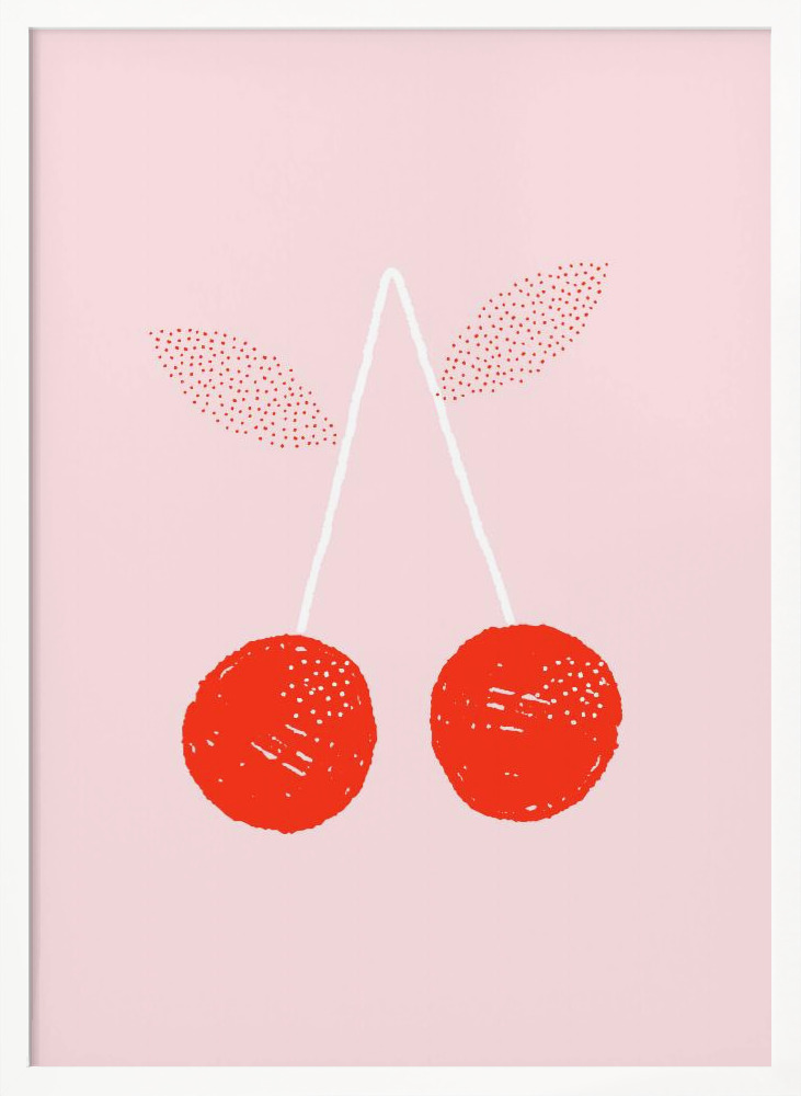Poster - Cherries white wood poster frame