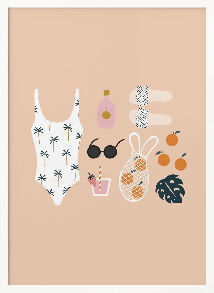 Poster - One Day Vacay white wood poster frame