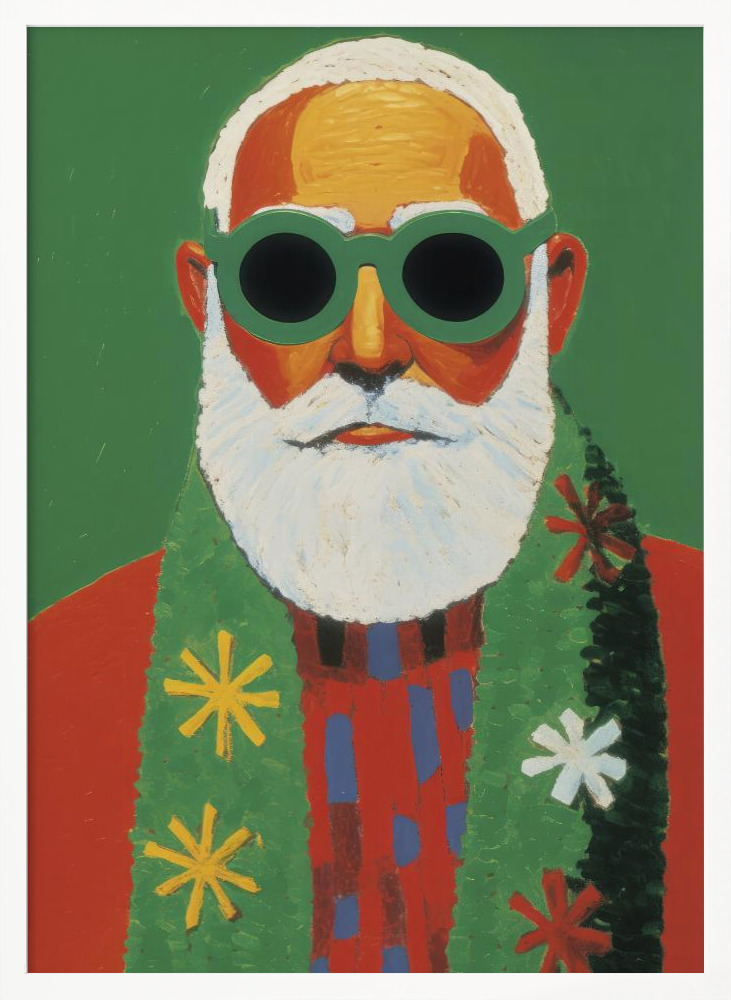 Affiche - Holiday Santa cadre de poster en bois blanc