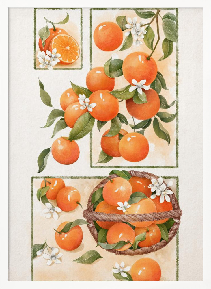 Poster - Orange Blossom Lock white wood poster frame
