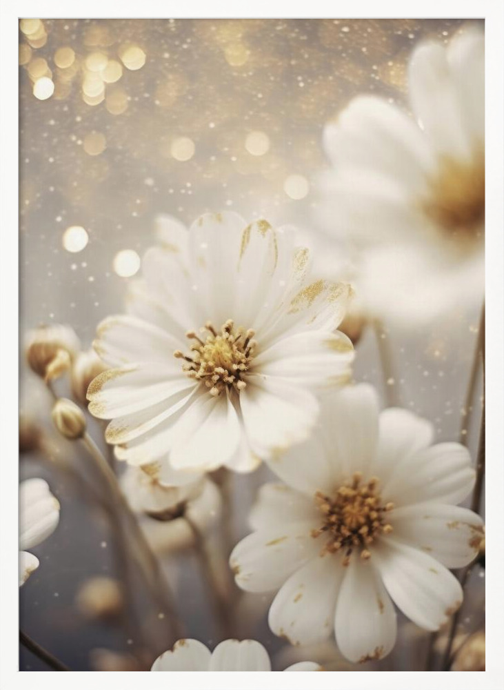 Poster - Pastel Flowers No 3 white wood poster frame