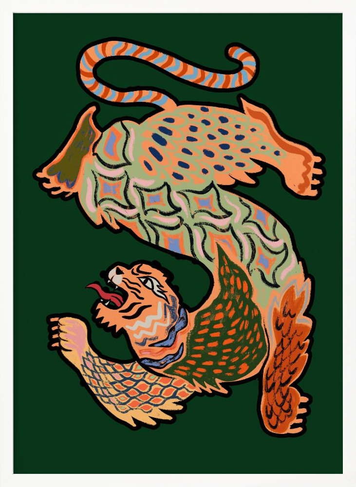 Plakat - Asiantiger Green ramka na plakat z białego drewna
