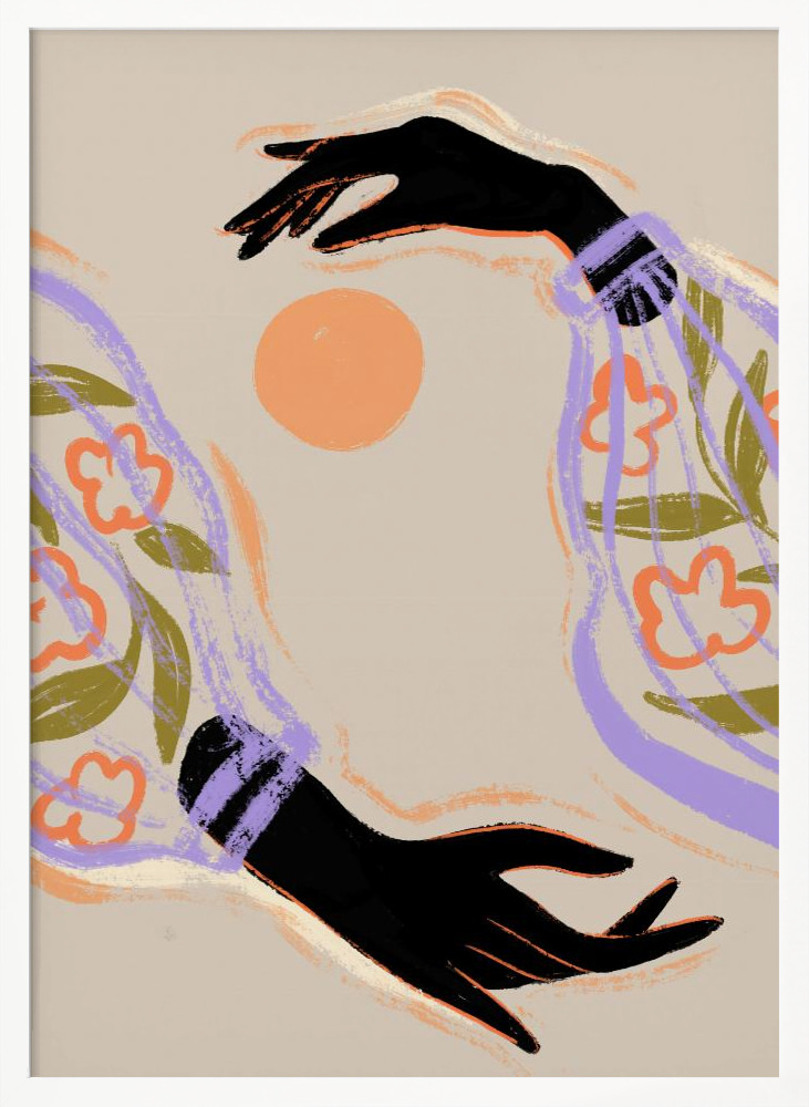 Poster - Embrace The Sun white wood poster frame