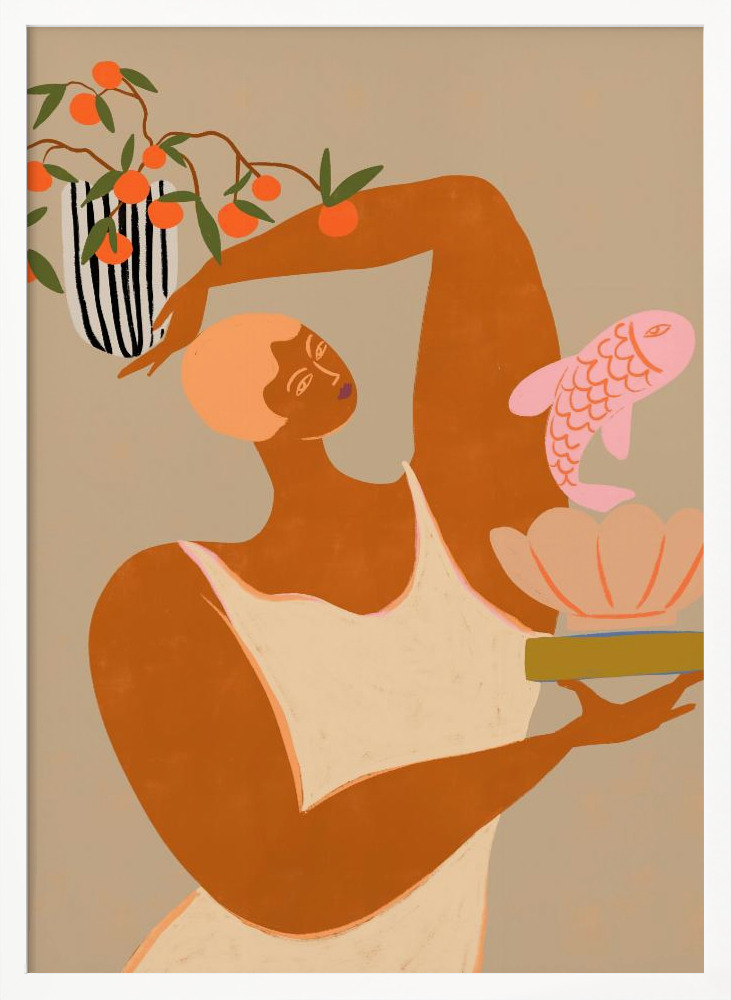 Poster - Fish And Oranges white wood poster frame