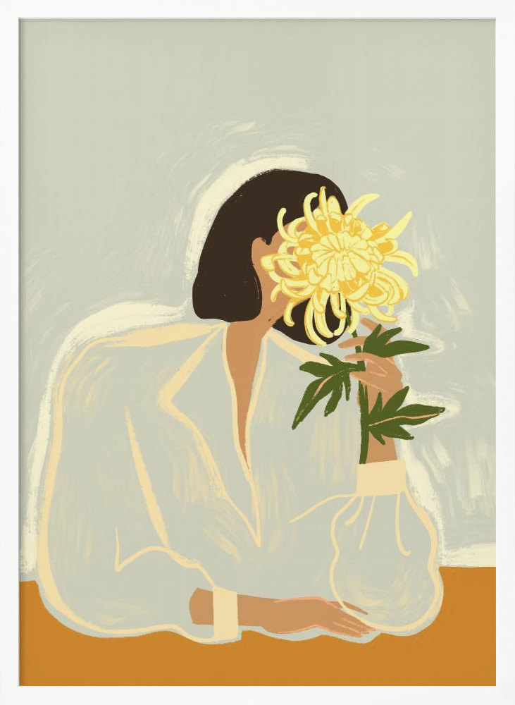Poster - Thecrysanthemum white wood poster frame